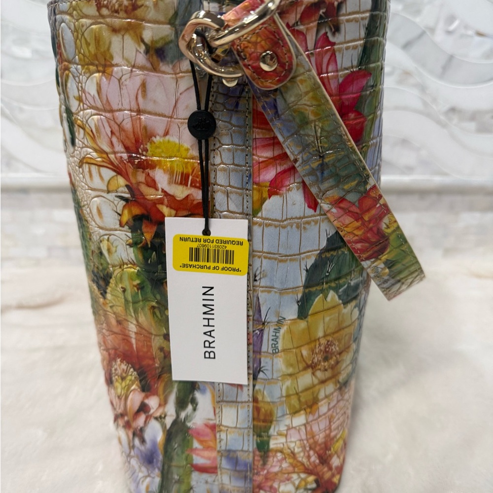 Brahmin Floral Multicolor Croc-Embossed Shoulder Bag - Picture 4 of 10